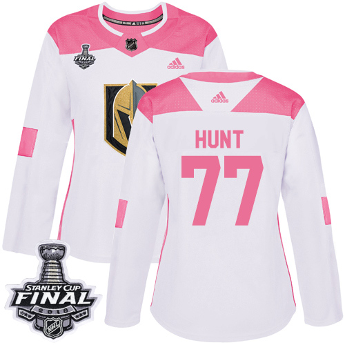Adidas Golden Knights #77 Brad Hunt White/Pink Authentic Fashion 2018 Stanley Cup Final Women's Stitched NHL Jersey